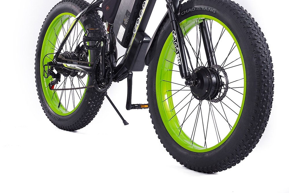 GOGOBEST GF700 26*4.0 Fat Tire Electric Mountain Bike 17.5Ah Battery 500W Dual-Motor 6061 Aluminum Alloy Frame Max Speed 50km/h 70KM Power-assisted Range IP54 Hydraulic Disc Brake MTB Load 200kg - Black Yellow