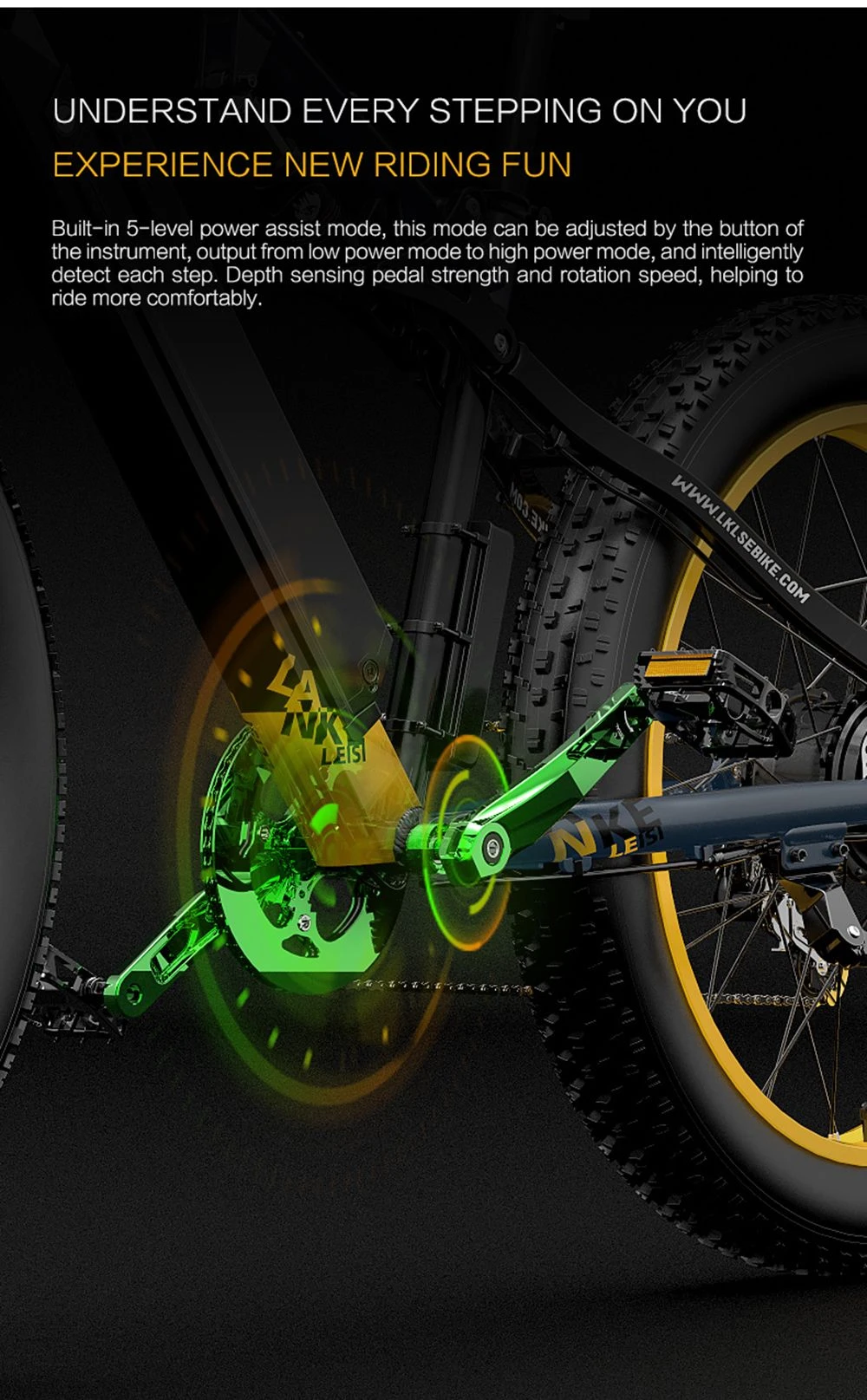 LANKELEISI RV700 16Ah 48V 1000W Electric Bicycle 26inch 42km/h Max speed Max Load 150kg