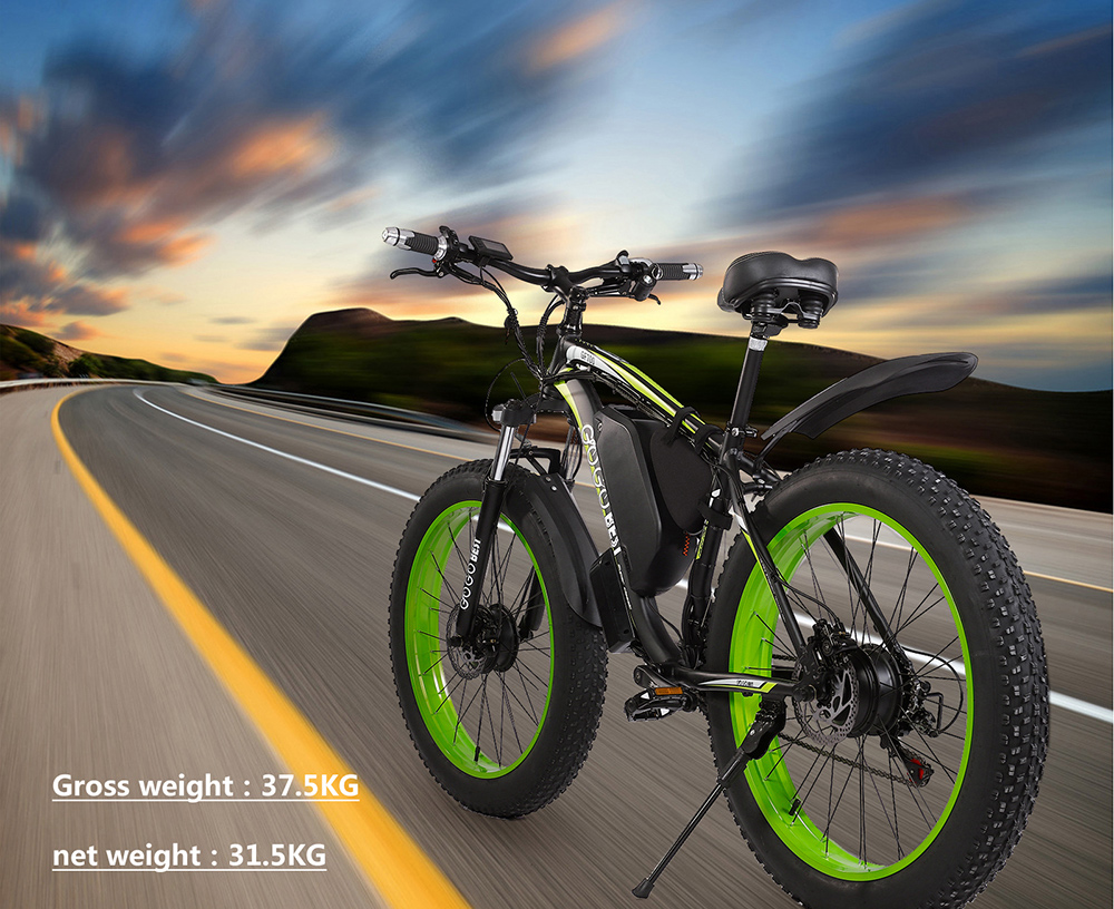 GOGOBEST GF700 26*4.0 Fat Tire Electric Mountain Bike 17.5Ah Battery 500W Dual-Motor 6061 Aluminum Alloy Frame Max Speed 50km/h 70KM Power-assisted Range IP54 Hydraulic Disc Brake MTB Load 200kg - Black Yellow