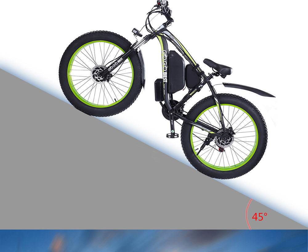 GOGOBEST GF700 26*4.0 Fat Tire Electric Mountain Bike 17.5Ah Battery 500W Dual-Motor 6061 Aluminum Alloy Frame Max Speed 50km/h 70KM Power-assisted Range IP54 Hydraulic Disc Brake MTB Load 200kg - Black Yellow