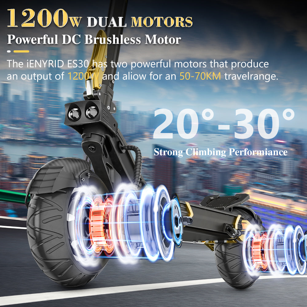 iENYRID ES30 2400W Dual motor electric scooter off road all terrain for adults with duan 1200w powerful motor